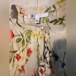 DR2 Cream boho Floral Blouse with Multicolor Accents